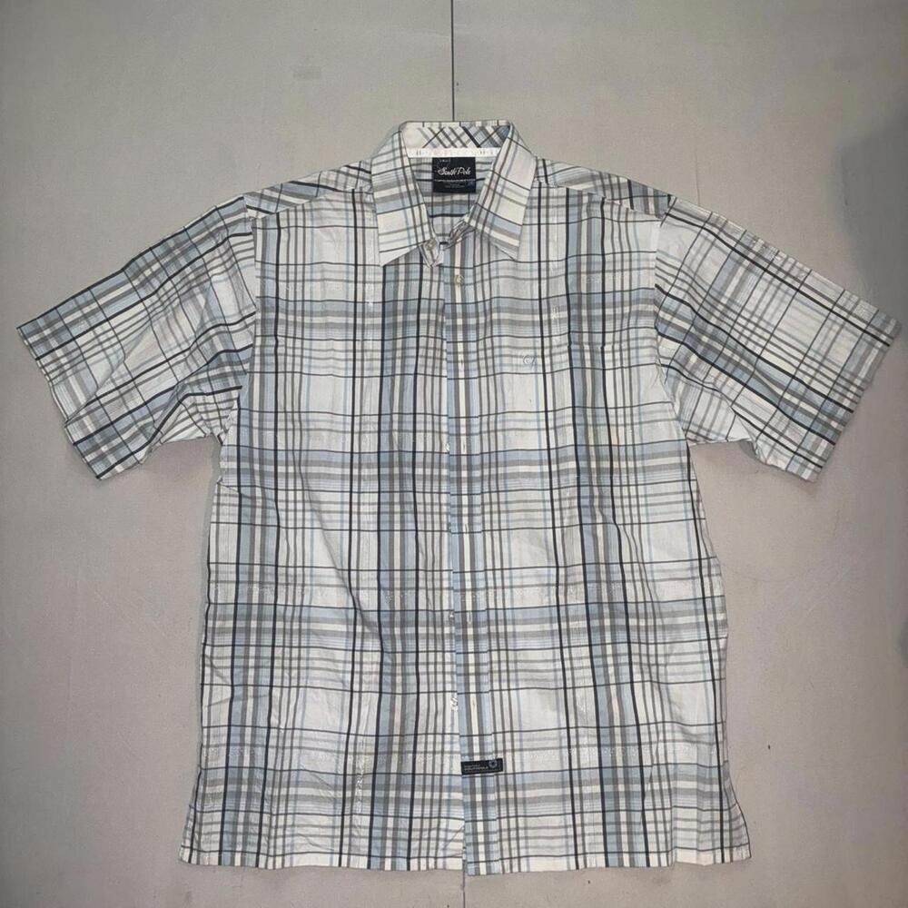 Southpole blue and white plaid button-up shirt #plaidshirt